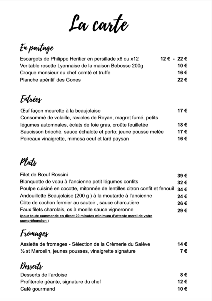 la carte